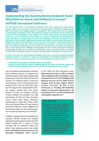 UNTFSSE International Conference: Implementing the Sustainable Development Goals: What Role for Social and Solidarity Economy?